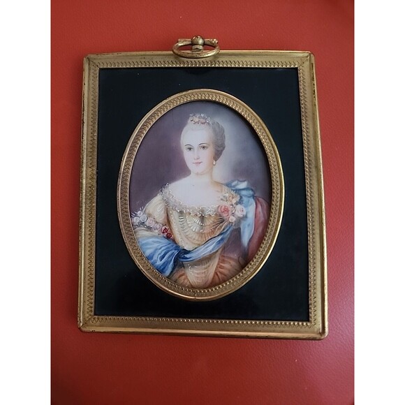 Signed MEY Antique Austrian Royalty Miniature Portrait Hand Painting Framed - Picture 2 of 12